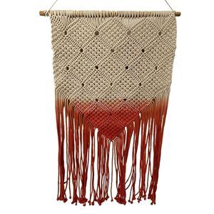 Handmade Woven Macrame Cream Ombré to Orange with‎ Fringe 35" long